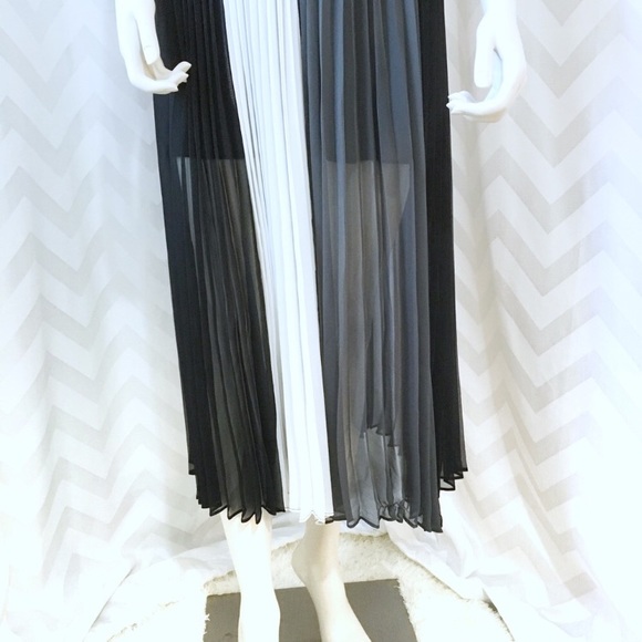Color Block Dress 100% Silk Accordion Pleated - Picture 5 of 8
